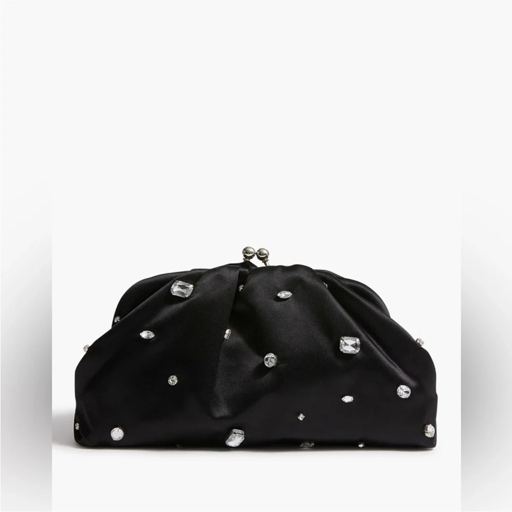 NWT J Crew Satin rhinestone clutch missing 4 rhinestones